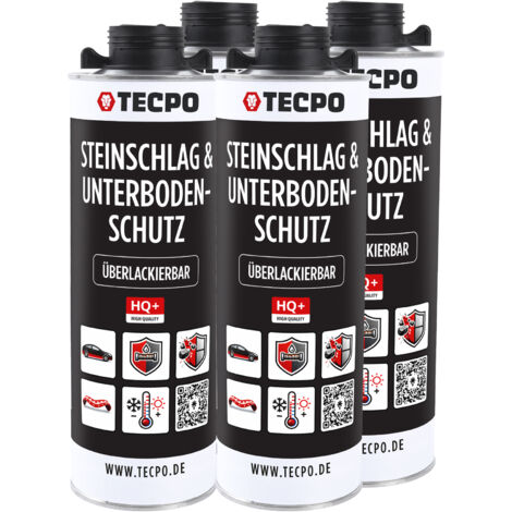 TECPO Unterbodenschutz Überlackierbar Steinschlags- und Korrosionsschutz 4 Liter Kautschuk Basis Schwarz UBS Saugdose Rostschutz Unterboden Auto Kfz Langzeit