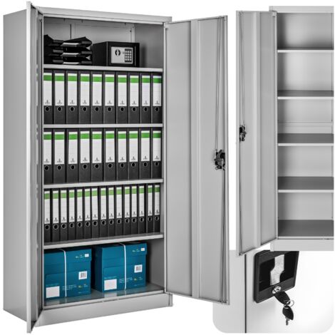 Tectake – Armoire de classement métallique 4 tablettes réglables en hauteur – Acier laqué époxy – Dimensions 180x80x40 cm – Charge 40 kg par étagère