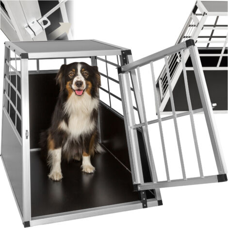 Tectake – Cage de transport pour chien aluminium – Dimensions 90 x 65 x 69,5 cm – Ventilation optimale – Montage rapide et facile