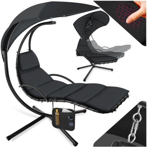 Tectake – Fauteuil suspendu avec pare-soleil amovible – Protection UV – Construction en acier laqué époxy – Capacité de charge 160 kg
