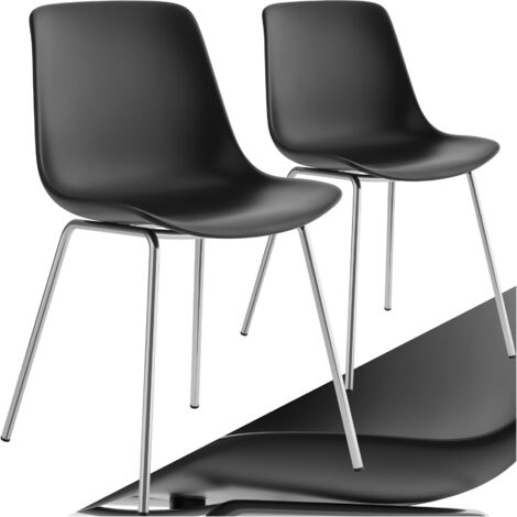 Tectake – Lot de 2 chaises en plastique ergonomiques – Dossier haut noir/gris – Hauteur d'assise 43,5 cm – Faciles à nettoyer et à monter