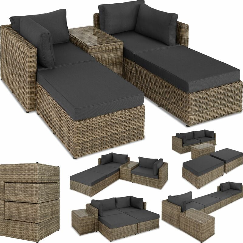 Rattan garden furniture set San Domino with aluminium frame - garden sofa, rattan sofa, garden sofa set - nature