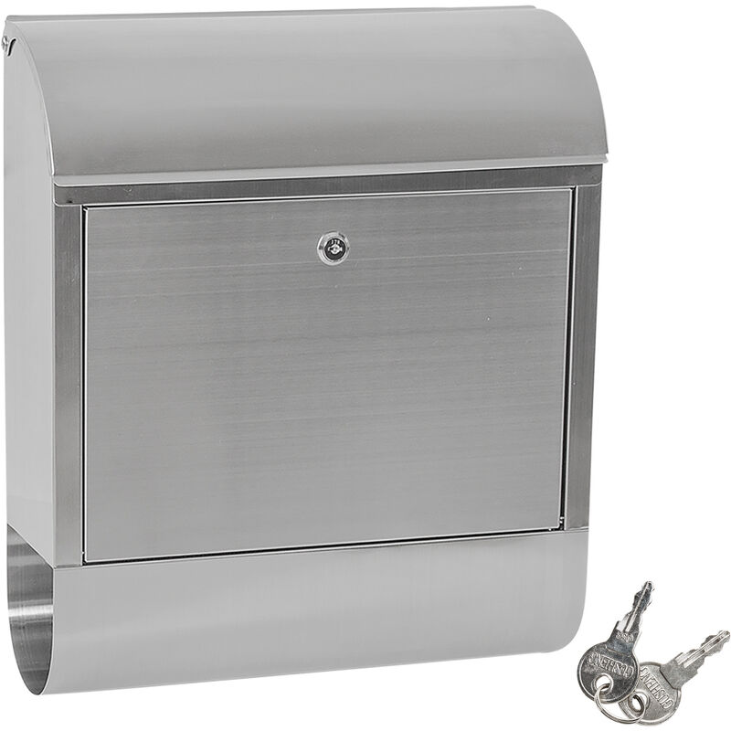 Mailbox with newspaper tube XXL stainless steel - letterbox, post box, stainless steel letterbox - grey
