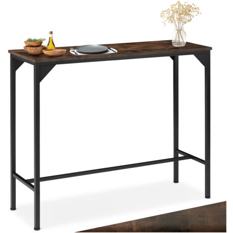 Tectake – Table de bar étroite industrielle 120 x 40 x 100,5 cm – Plateau MDF aspect bois – Pieds en acier réglables – Charge jusqu'à 150 kg
