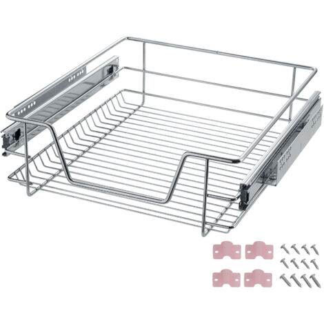 Tectake – Tiroir de rangement télescopique 50 cm – Métal chromé – Charge maximale 12 kg – Pour armoires de 30 à 50 cm