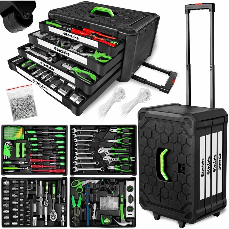 Tool box with 4 drawers 899 PCs. - tool box on wheels, tool case, tool trolley - black