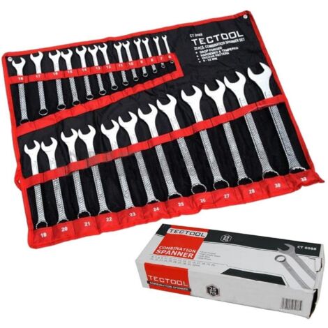 TecTool 25pc Fully Polished Metric Combination Spanner Wrench Set 6mm - 32mm