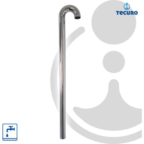 tecuro Abgangsrohr - Bodenrohr, Länge 680 mm 180° Bogen - Messing verchromt