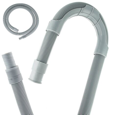 tecuro Ablaufschlauch-Verlängerung, 250 cm, grau, Stutzen x Muffe Ø 19 mm, mit Schlauchhalter