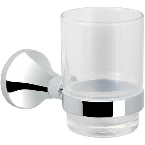tecuro Badausstattung Serie 5000 Glashalter, einfach mit Kristallglas, verchromt