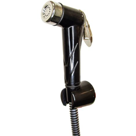 tecuro Bidet WC Handbrause Set SHATTAF, schwarz/chrom, 1-strahlig, 1,20 m Schlauch und Wandhalter