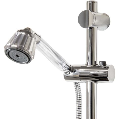 tecuro Brauseset Crystal-60 - mit Handbrause stufenlos umstellbar, Brauseschlauch 150 cm, Wandstange 70 cm
