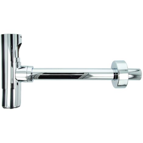 tecuro DESIGN Flaschensiphon Rohrgeruchsverschluss mit Blende, Messing verchromt