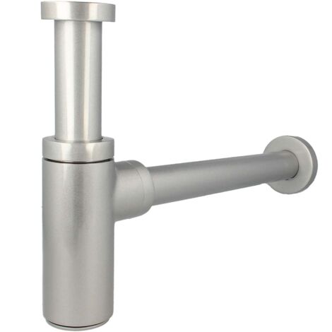 tecuro DESIGN Flaschensiphon Rohrgeruchsverschluss, Silber edelmatt