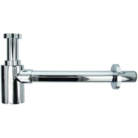 tecuro DESIGN ovaler Flaschensiphon Rohrgeruchsverschluss, Messing verchromt