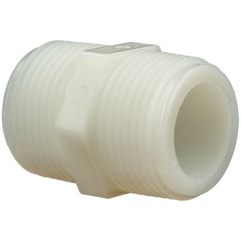tecuro Doppelnippel - beidseitig 3/4 Zoll - Nylon weiß