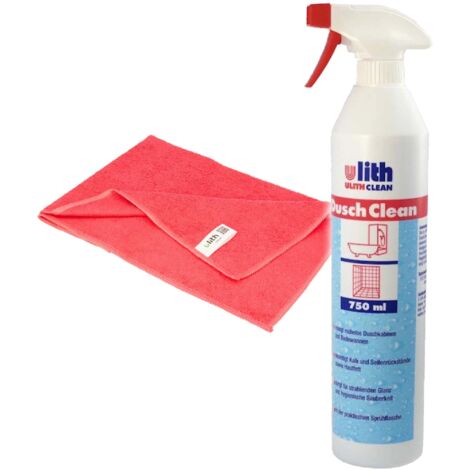 tecuro DuschClean, 750 ml Sprüh-Flasche - für Dusche/Wanne inkl. Mikrofasertuch