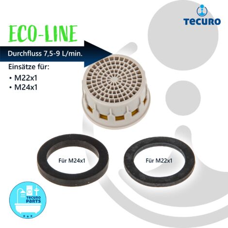 tecuro ECO SPAR Mischdüse - Strahlregler Einsatz für M22 M24, Durchflussklasse Z: 7,5 - 9,0 l/min, inkl. Dichtungen