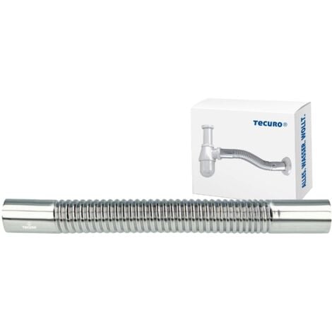tecuro flexibles Abgangsrohr für Siphon Ø 32 mm x 300 mm, Messing verchromt