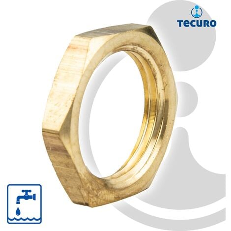 tecuro Gegenmutter mit Sechskant, Innengewinde Rp 1 Zoll, Messing blank CW617N