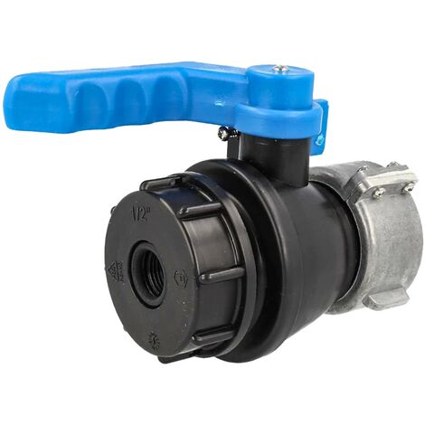 tecuro IBC Adapter Kugelventil mit Adapter auf 1/2 Zoll Innengewinde, beidseitig Grobgewinde S60 x 6