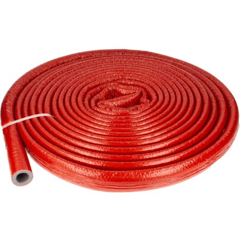 tecuro Isolierschlauch PE-XT für Rohr Ø 22 mm, mit reißfester PE-Schutzfolie in rot, 6 mm Dämmstärke, Rolle mit 10 m, Rohrisolierung, Dämmung, Schutzschlauch, Trittschutz, Unterputz-Estrich etc
