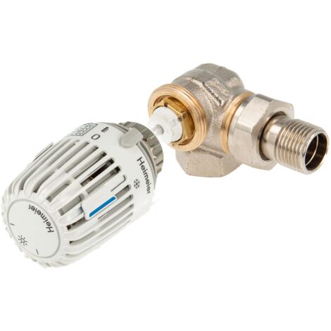 tecuro Kombi-Set Thermostatkopf K mit Nullstellung und Ventilunterteil V-exact II, DN 15 - Winkeleck links