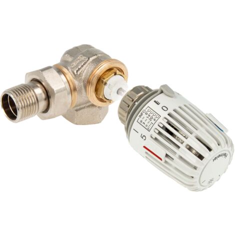tecuro Kombi-Set Thermostatkopf K mit Nullstellung und Ventilunterteil V-exact II, DN 15 - Winkeleck rechts