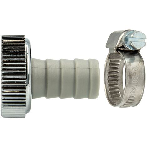 tecuro KS-Schlauchverschraubung mit 3/4 Zoll ÜWM und Tülle Ø 14,5 mm inkl. Schlauchschelle W4 12-20 mm