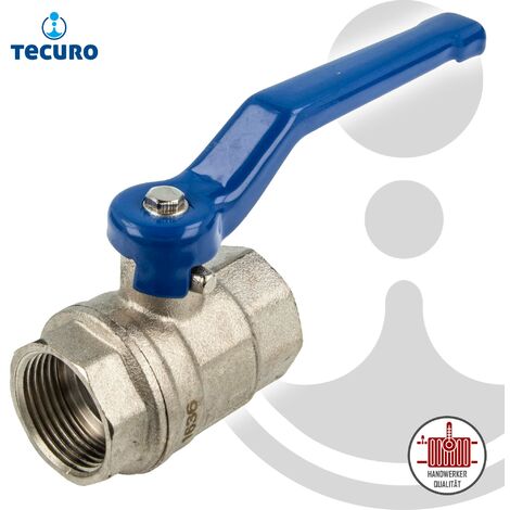 tecuro Kugelhahn, beidseitig Innengewinde Rp 3/8 Zoll (DN 10) Stahlhebel lang, Messing vernickelt