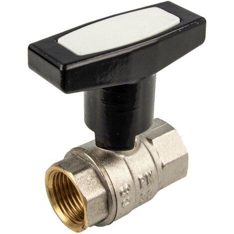 tecuro Kugelhahn, beidseitig Innengewinde Rp 3/8 Zoll (DN 10) T-Griff, Messing vernickelt