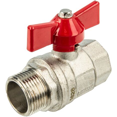 tecuro Kugelhahn, Innen- x Außengewinde G 1 Zoll (DN 25) Flügelgriff, Messing vernickelt
