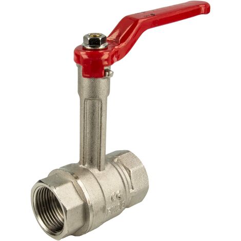 tecuro Kugelhahn mit verlängerter Spindel, beids. Innengewinde Rp 1 1/4 Zoll (DN 32) Messing vernickelt