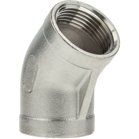 tecuro Kurzer Winkel 45° Edelstahl V4A (AISI 316), IG x IG 1/4 Zoll
