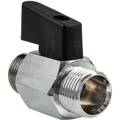tecuro MINI Kugelhahn beidseitig Außengewinde G 1/4 Zoll, Messing verchromt