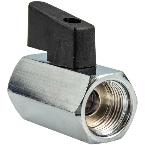 tecuro MINI Kugelhahn beidseitig Innengewinde Rp 1/8 Zoll, Messing verchromt