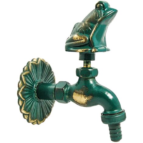 tecuro Nostalgie-Auslaufventil FROSCH mit Ø 80 mm Wandrosette, Messing patiniert