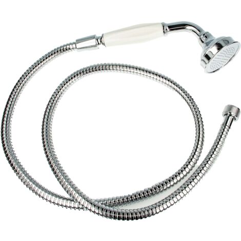 tecuro Nostalgie - Handbrause Ø 65 mm, 1-strahlig, mit 150 cm Metallbrauseschlauch verchromt