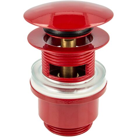 tecuro Pop Up Ablaufgarnitur rot RAL 3003, 1 1/4 Zoll - für Waschbecken mit Überlauf