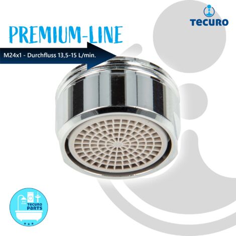 tecuro PREMIUM Mischdüse Strahlregler M24x1 AG, Durchflussklasse A: 13,5 - 15,0 l/min, verchromt