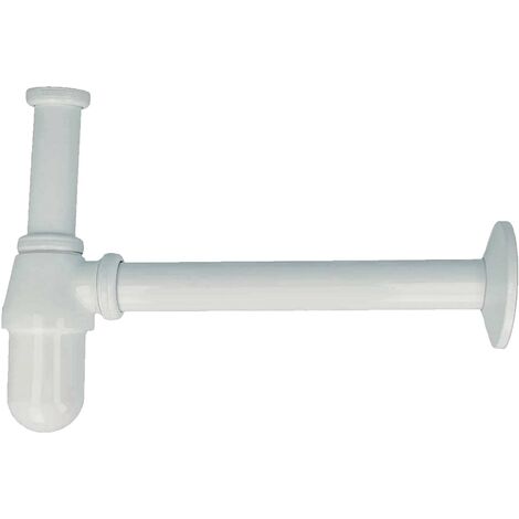 tecuro PROFI Flaschen Geruchsverschluss Siphon extra lang, 1 1/4 Zoll x 32 mm, weiß RAL 9010