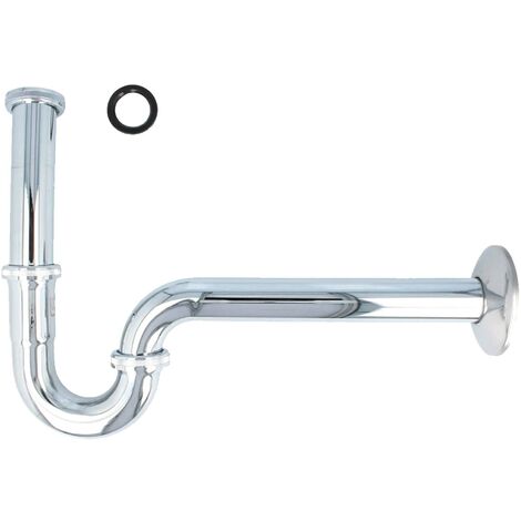 tecuro PROFI Röhrengeruchsverschluss Siphon für Waschbecken, extra lang - Edelstahl/Messing verchromt