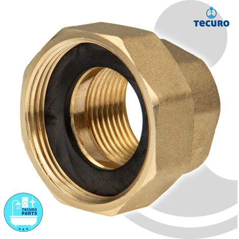 tecuro Pumpenverschraubung ÜWM 1 1/2 x IG 1 Zoll DN 25 -flachdichtend - Messing blank