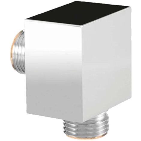 tecuro Quad 43 x 43 mm Wandanschlussbogen DN 15 - 1/2 Zoll, Messing verchromt
