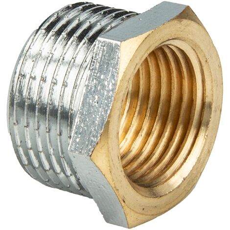 tecuro Reduzierstück Außengewinde G 1/2 x Innengewinde Rp 3/8 Messing verchromt