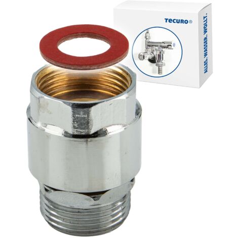 tecuro Rohrbelüfter für Auslaufventile und Zapfhähne, Innengewinde 3/4 x Außengewinde 3/4, Messing CW617N, verchromt