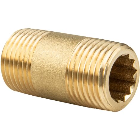 tecuro Rohrdoppelnippel, beids. Außengewinde R 1 Zoll x 30 mm MS-blank, CW617N