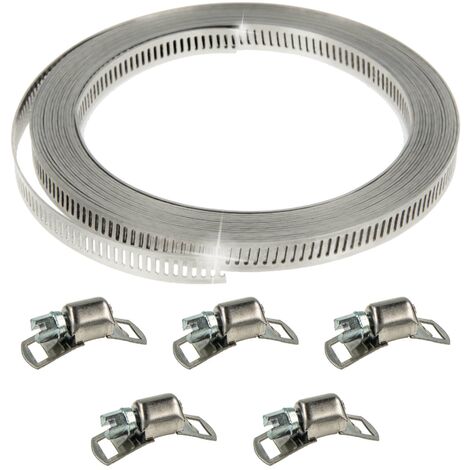 tecuro Schlauchschellen Endlosband Set: 5 Meter, Bandbreite 9 mm, inkl. 5 Schlösser
