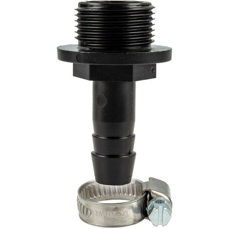 tecuro Schlauchtülle Ø 15 mm x 1/2 Zoll AG (G), mit Edelstahlschlauchschelle - PP schwarz