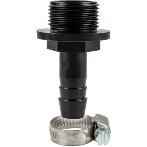 tecuro Schlauchtülle Ø 15 mm x 3/4 Zoll AG (G), mit Edelstahlschlauchschelle - PP schwarz